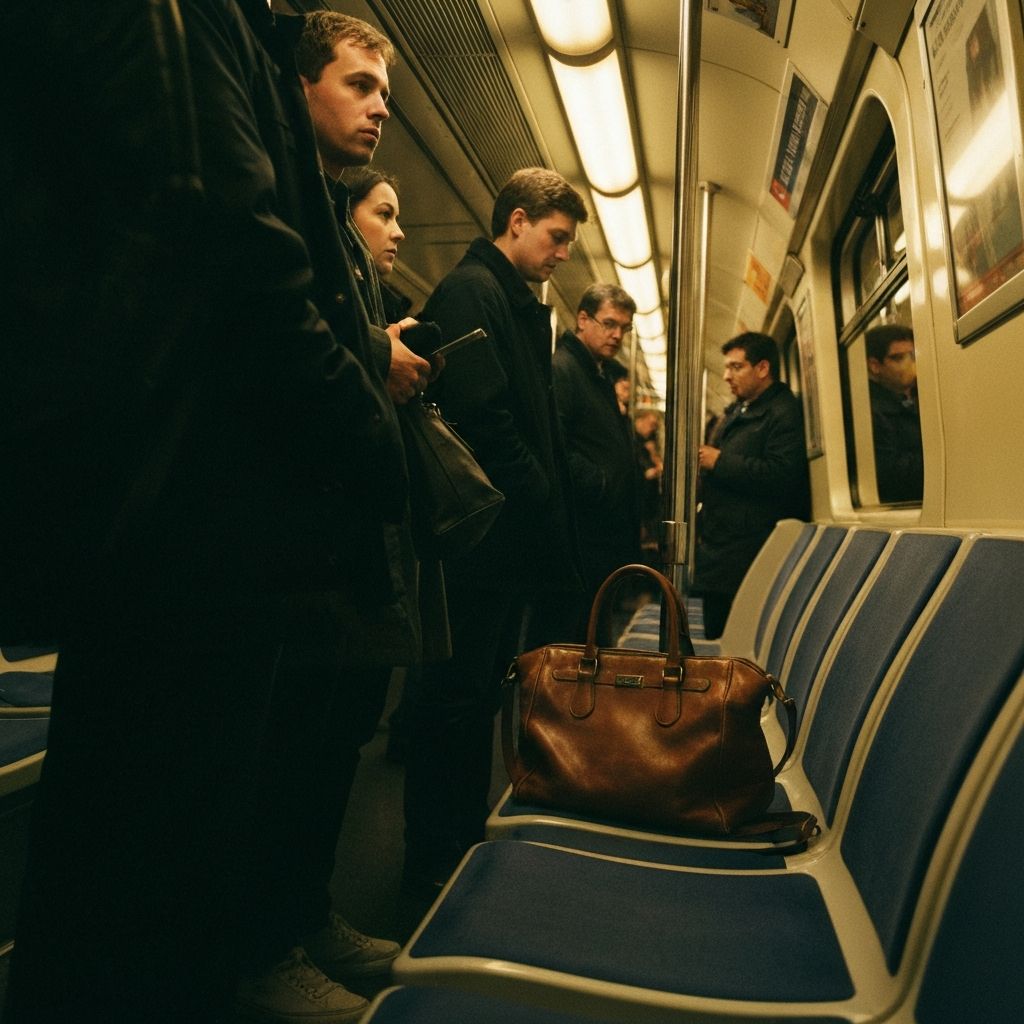 Handbag Occupies Seat As Six Commuters Stand in Polite Silence